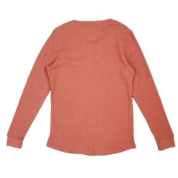 Natural Reflections Thermal Walffle Knit Henley Shirt M Mineral Red Outdoors - Picture 2 of 12